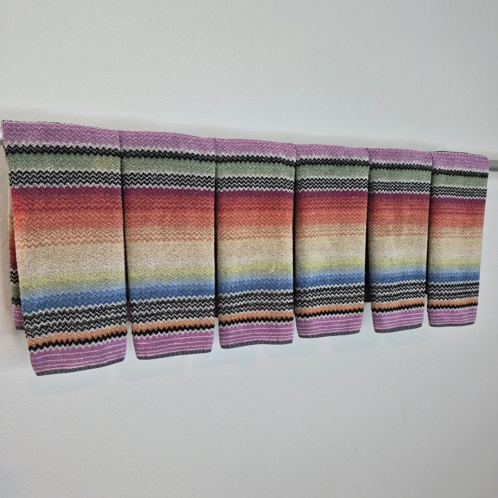 6 pc Missoni Home Archie Hand Towel Set Guest Purple Sunset Orange Chevron 159
